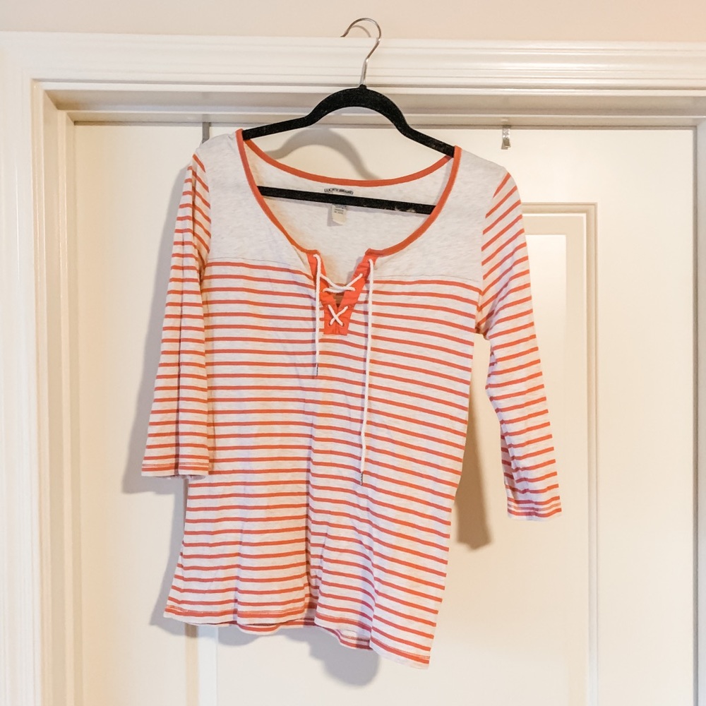 Lucky Brand Pink Lace-up Top
